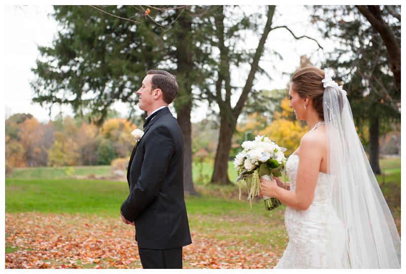 fall wedding bride and groom