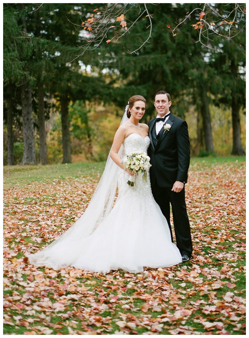 fall wedding bride and groom