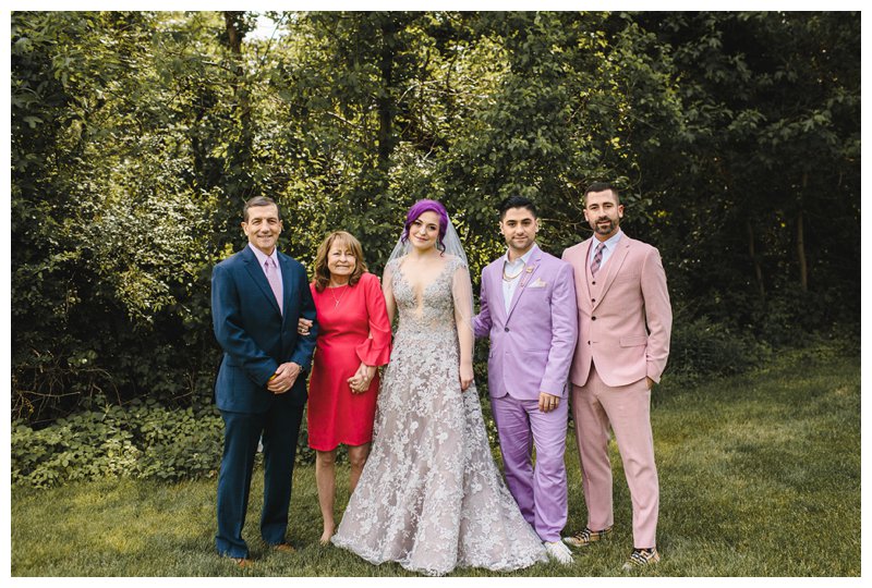 Colorful groom and groomsmen suits