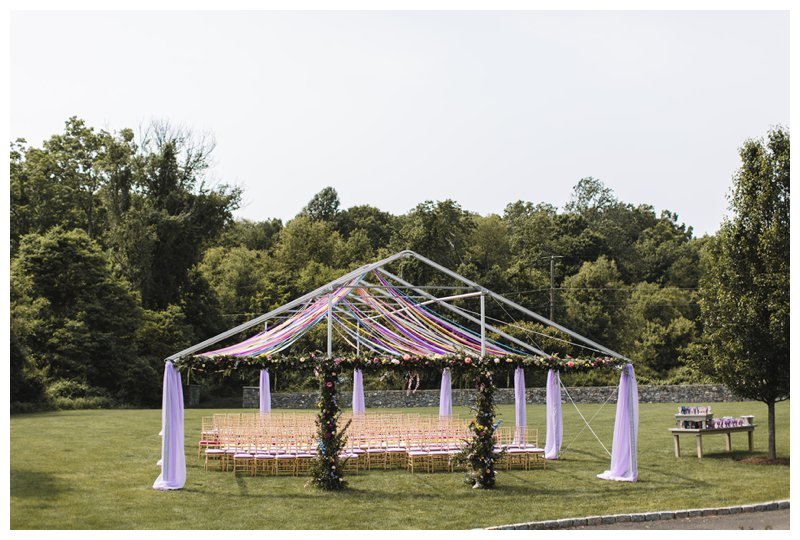 Outdoor ceremony with colorful decor