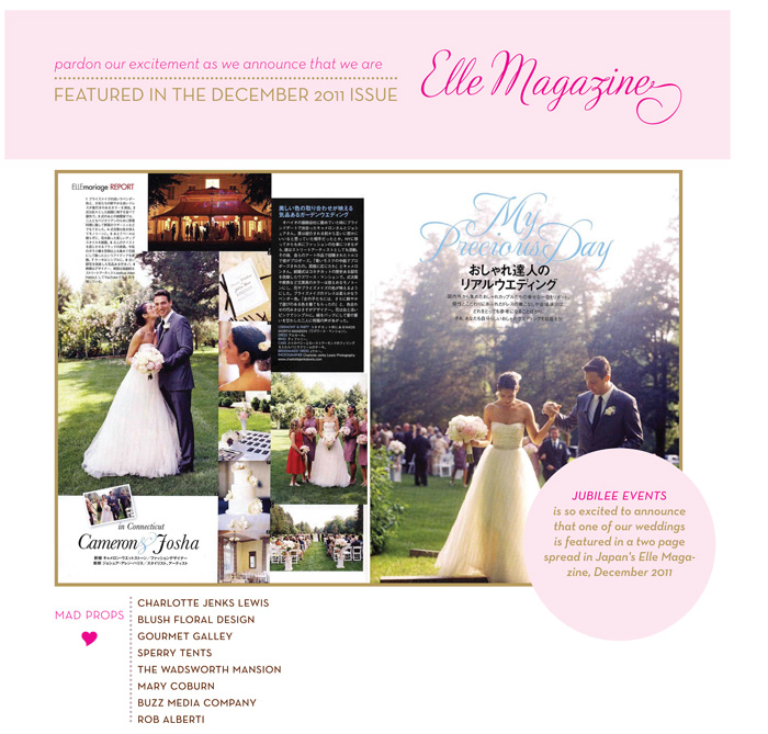 Jubilee Events Featured in Japan's ELLE Magazine - Connecticut Wedding ...