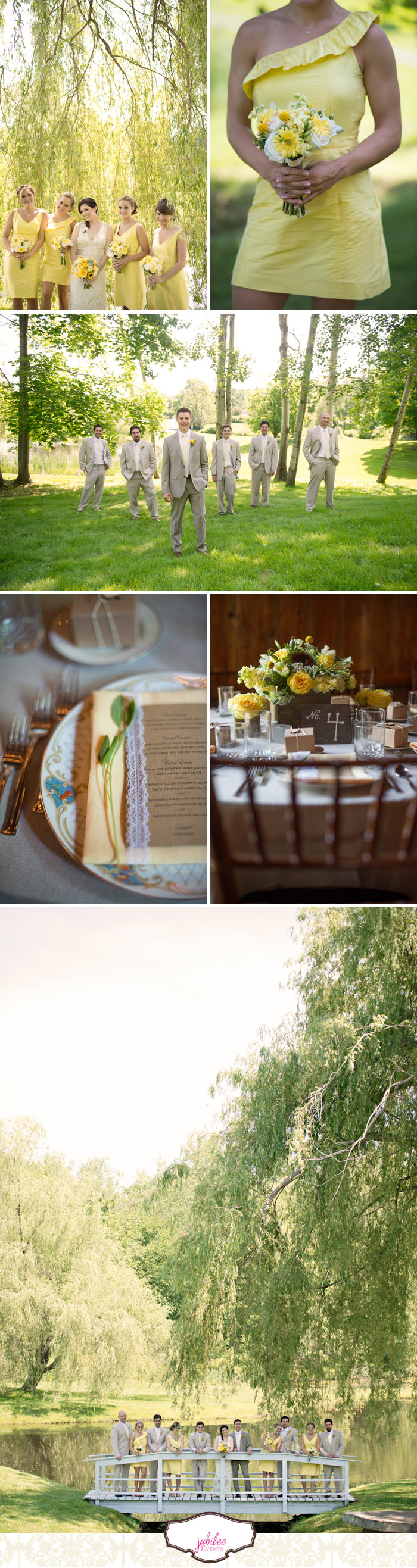 Rustic Connecticut Wedding at The Barns at Wesleyan Hills with yellow, green and gold details