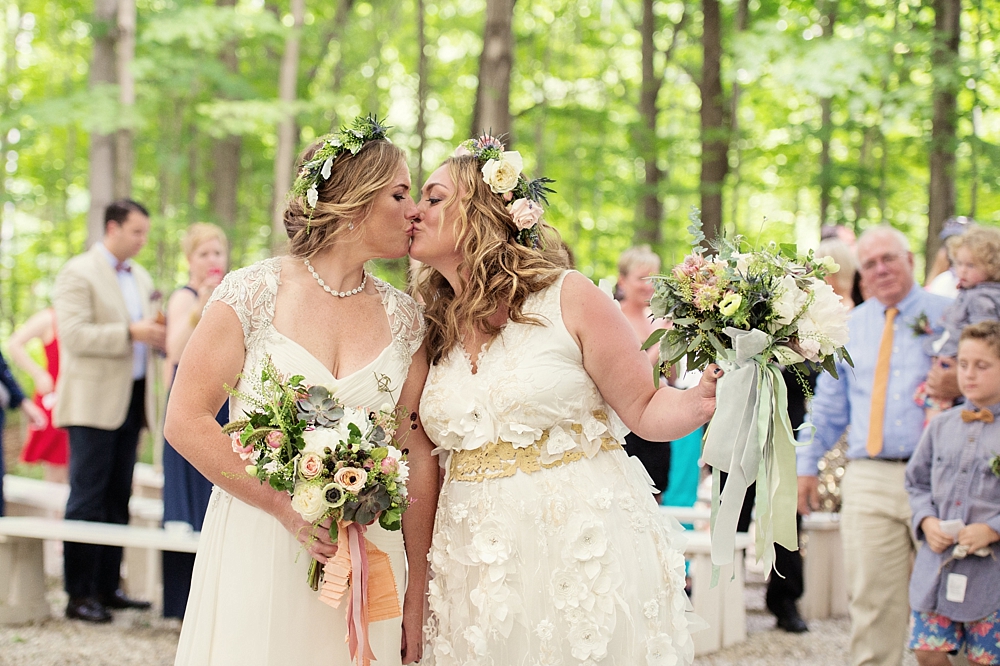 Same sex destination wedding in Maine with rustic details, as seen in Martha Stewart Weddings