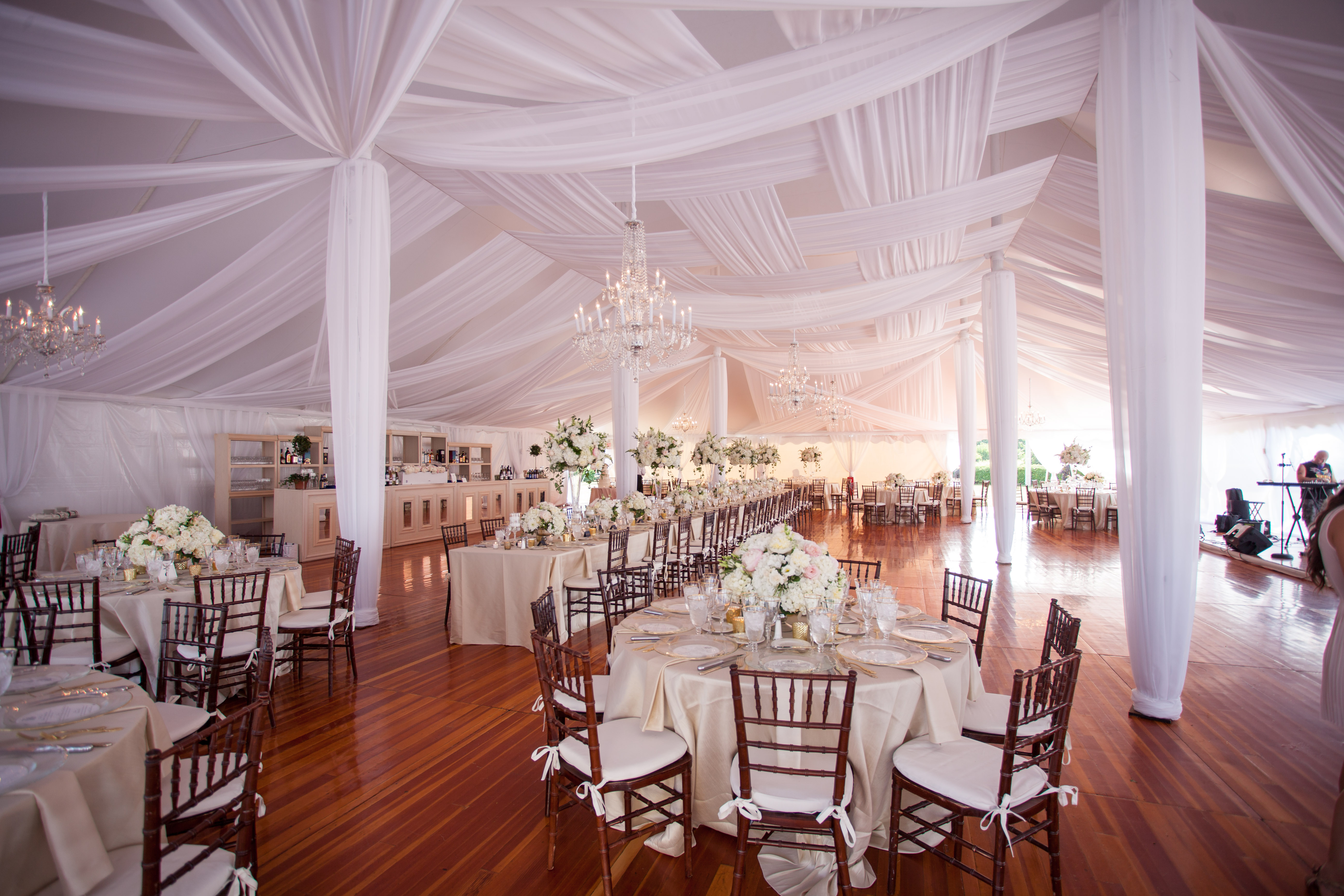 Weaved tent draping for gorgeous wedding at the Eisenhower House in RI