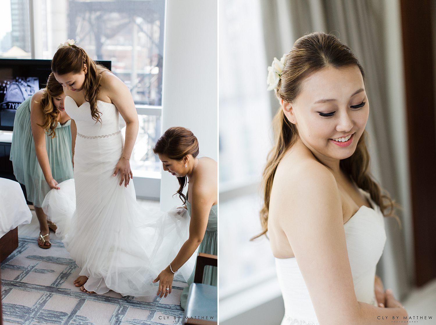 Bride getting ready for wedding at Park Hyatt Hotel in NYC