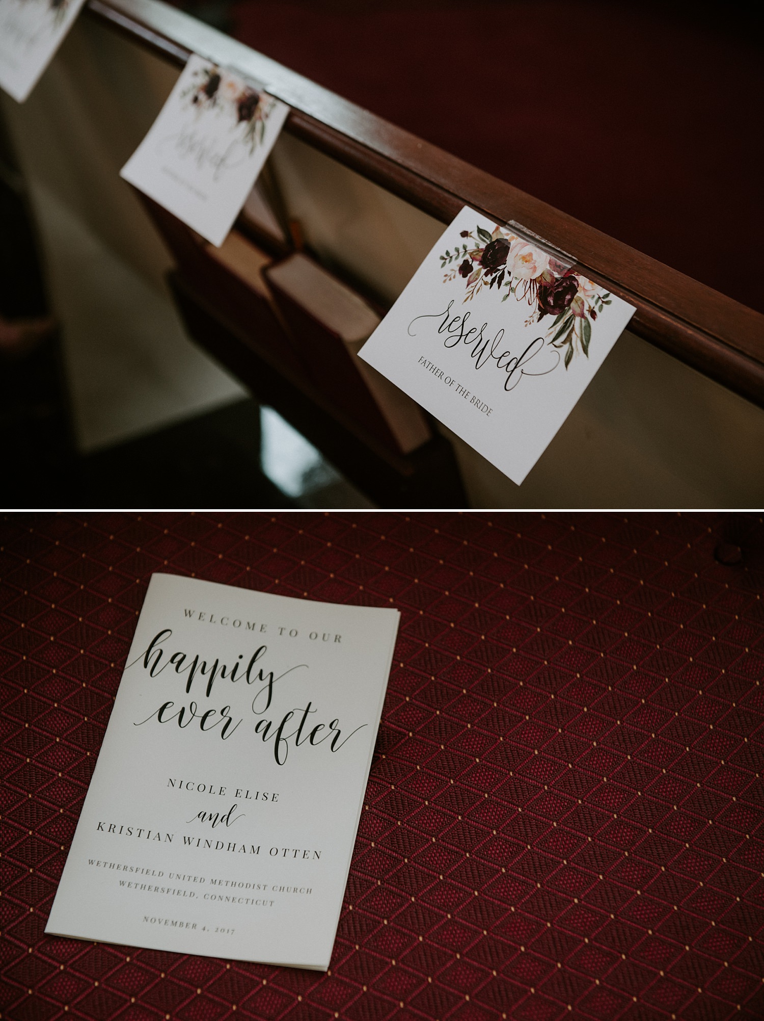 Happily Ever After wedding program & wedding ceremony reserved signs